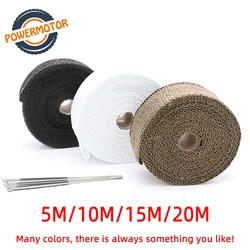 5cm*5M 10M 15M 20M Motorcycle Exhaust Heat Wrap Thermal Exhaust Tape for Motorcycle Fiberglass Heat Shield Tape with Stainless