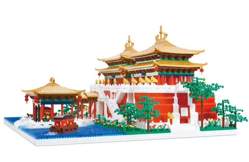 Kreative Qingming Shanghe Garten Architektur China Micro Daimond Block Palast Pavillon Brücke Baustein Spielzeug Nanoblock