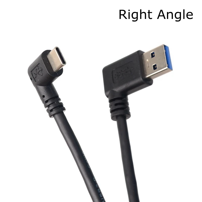 كابل USB 3.0 بزاوية 1 متر 90 درجة من النوع A ذكر إلى USB 3.1 Type-C ذكر لمزامنة البيانات والشحن متوافق مع Xiaomi 4C/5 Huawe