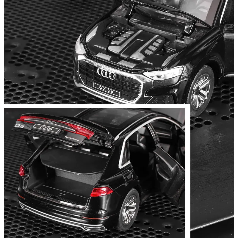 1/24 AUDI Q8 SUV Alloy Car Model Diecasts Metal Simulation Toy Vehicles Car Model Sound and Light Collection Childrens Toy Gift