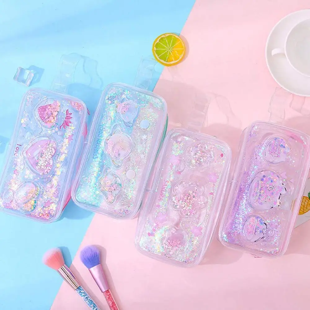 Quicksand Clear Pen Pencil Case Large Capacity Zipper Bag Box Pouch Holder Stationery Accessory School Student Office Supplies