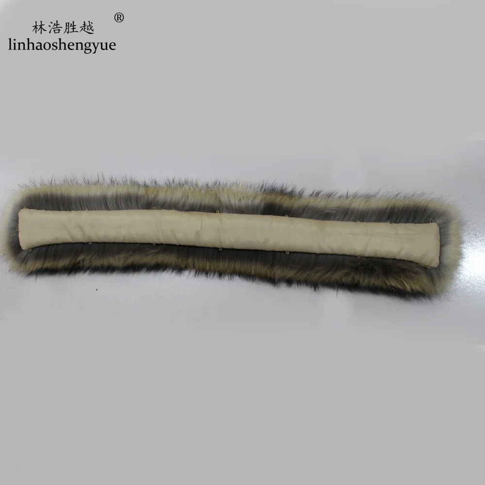 Linhaoshengyue 70cm 80cm  Winter Real Natural  raccoon fur hood  collar ,High-quality Raccoon fur fashion Coat collar cap collar