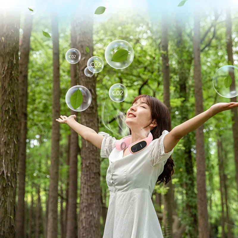 Ventilatore da collo portatile ventola di raffreddamento ad aria a ioni negativi ventole senza lama USB ventilatore indossabile con archetto da collo condizionatore di raffreddamento con purificazione dell'aria