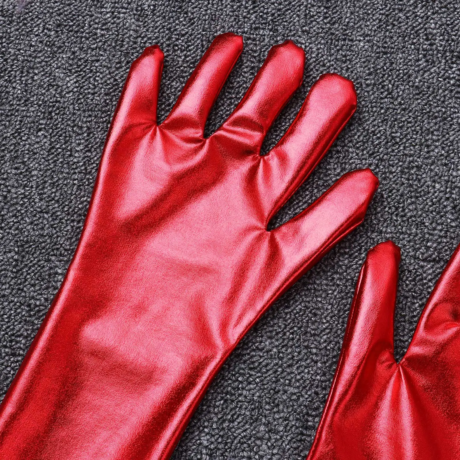 Disfraz metálico brillante para mujer, accesorio erótico de Pole Dance, guantes de cuero con medias Wetlook, conjunto Sexy para Cosplay