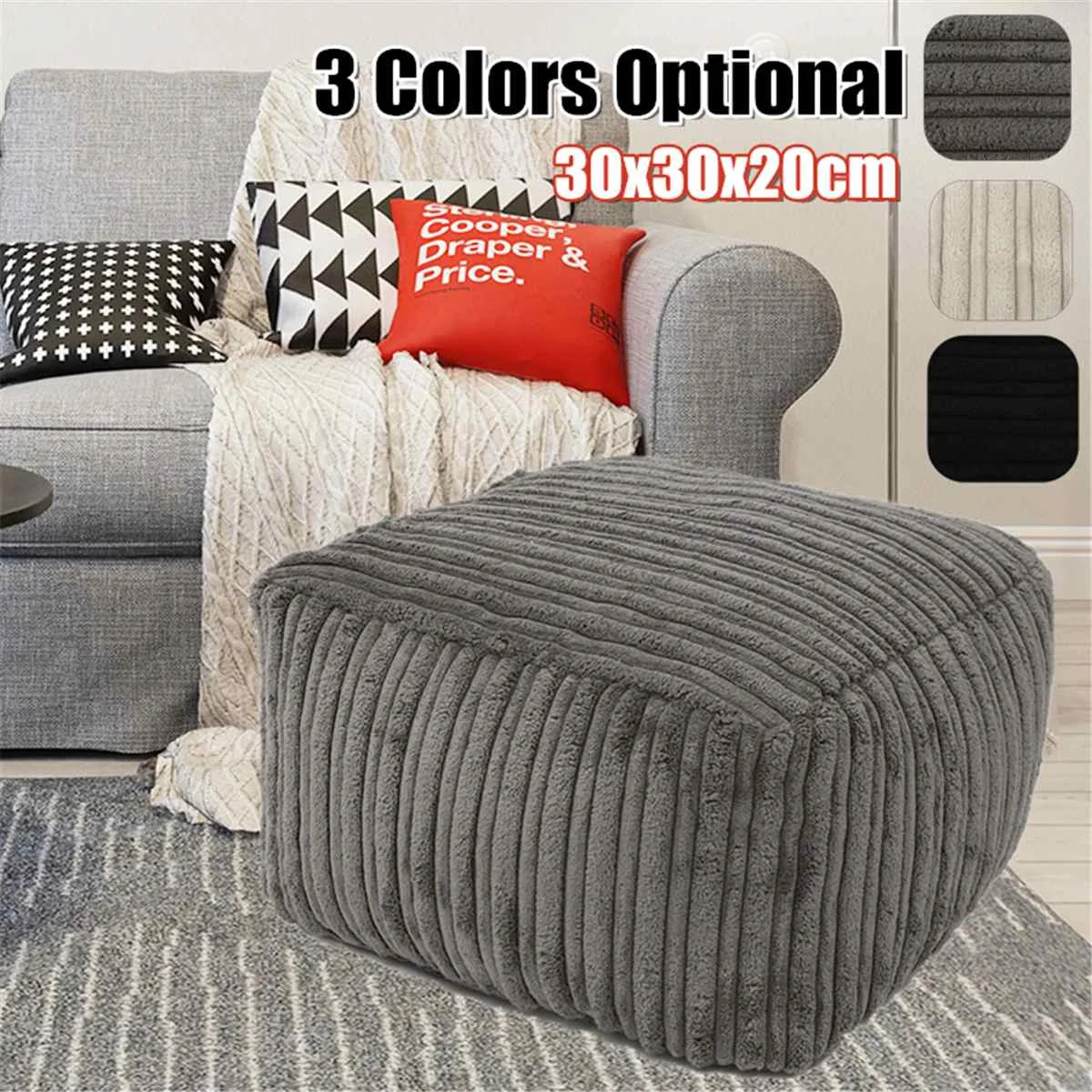 Footrest cover Sofa Cover Seat Footstools Foot Rest Stool Covers Pouffe Ottoman Corduroy Furniture Beanbag Cover No filling