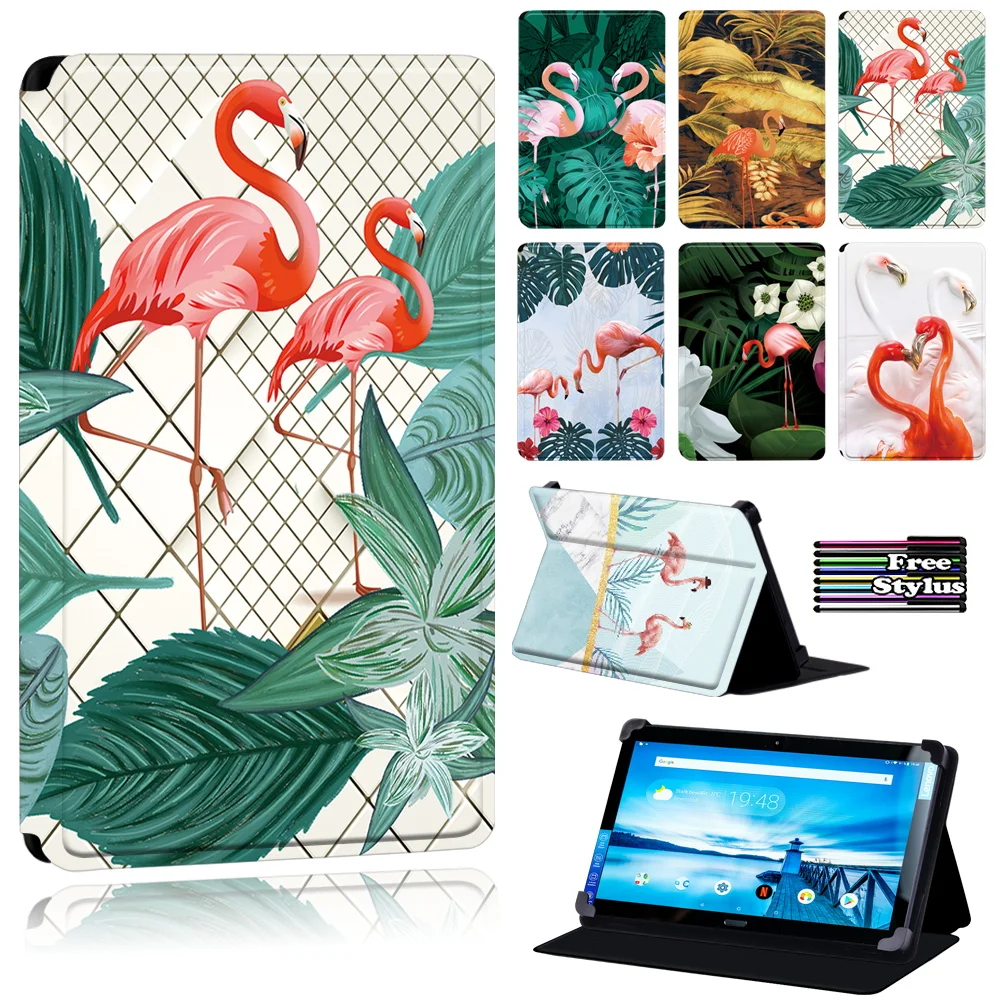 Tablet Cover Case for Lenovo Smart Tab P10 10.1 inch/Lenovo Tab P10 - Flamingo Pattern Soft Leather flip Tablet Case + Stylus