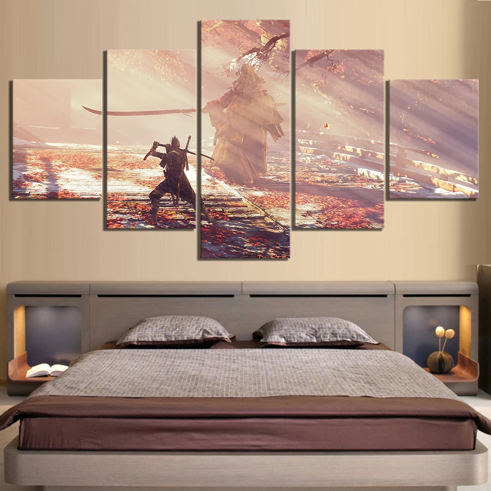 

No Framed Canvas 5Pcs Wolf Sekiro Shadows Die Twice Video Game Wall Art Posters Prints Pictures Paintings Home Decor Decorations