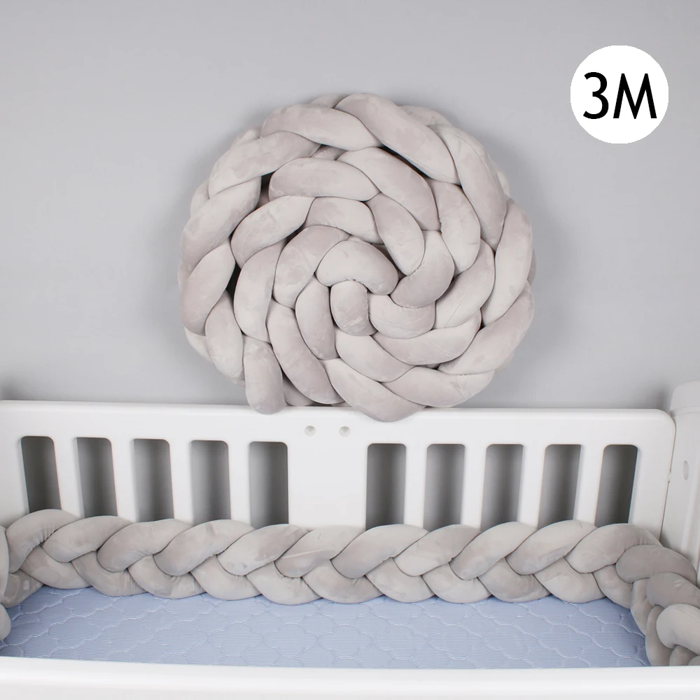 Nudo de parachoques nórdico para recién nacido, almohada trenzada anudada larga, parachoques de cama de bebé en la cuna, decoración de habitación