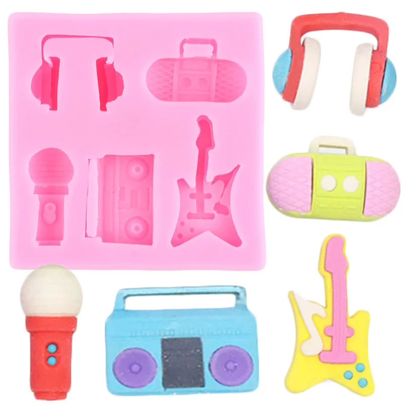 Music Notes Guitar Silicone Mold Resin Clay Candy Chocolate Baking Molds DIY Fondant Cake Decorating Tools Kitchen Accessories