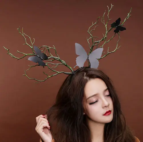 Hot Fairy Long Antlers Tree Branches Horns Hat Hair Headband Cosplay Party Fancy Dress Xmas Best Gift