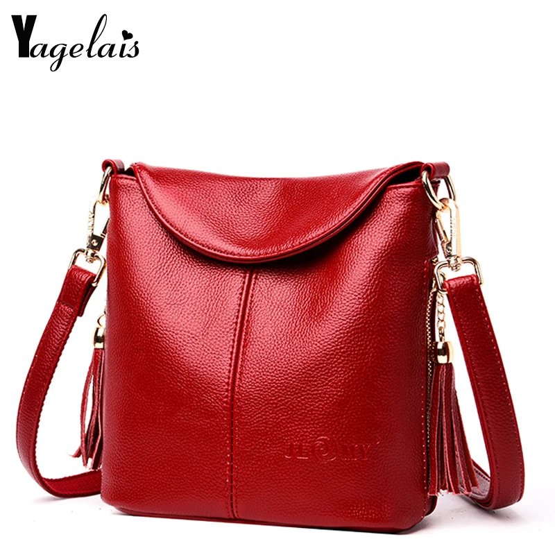 Women Messenger Bags Tassel Portable Genuine Leather Crossbody Bag Female Fashion Shoulder Bags For Women Clutch Small Handbags