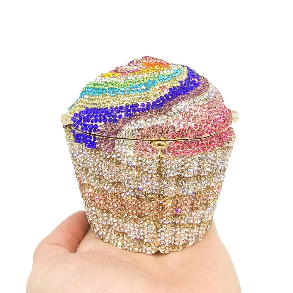 Imagem -06 - Mini Crystal Cupcake Clutch para Mulheres Bolsas de Noite Bolsa de Casamento Bolsa Festa de Noiva Diamante Minaudiere Bolsa 2023