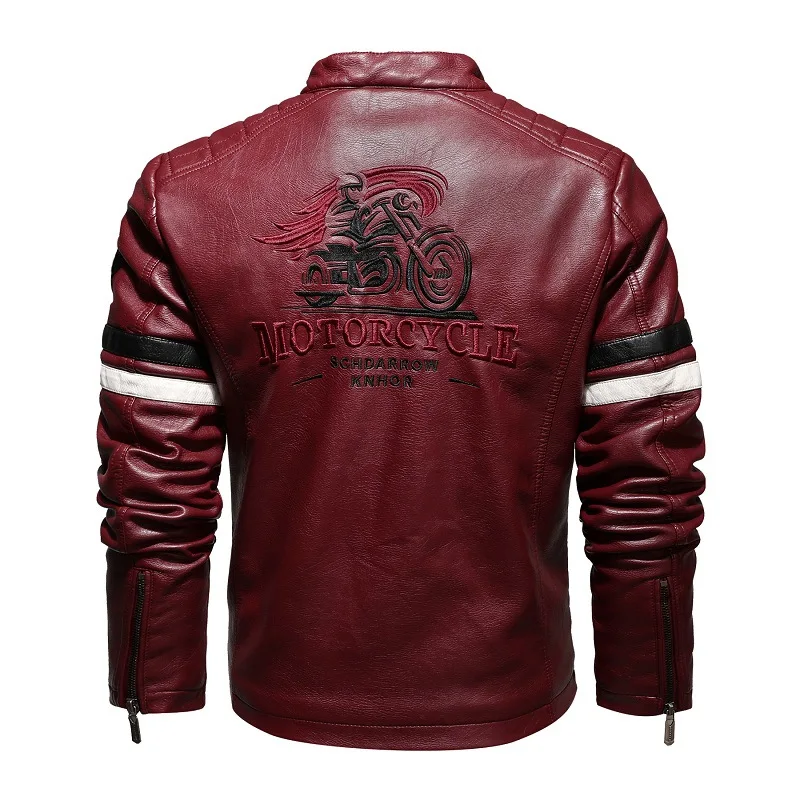 Mens Leather Jackets Men\'s Spring Autumn Motorcycle Leather Jacket Coat Fashion Embroidery PU Leather Coat Male Jaqueta de couro