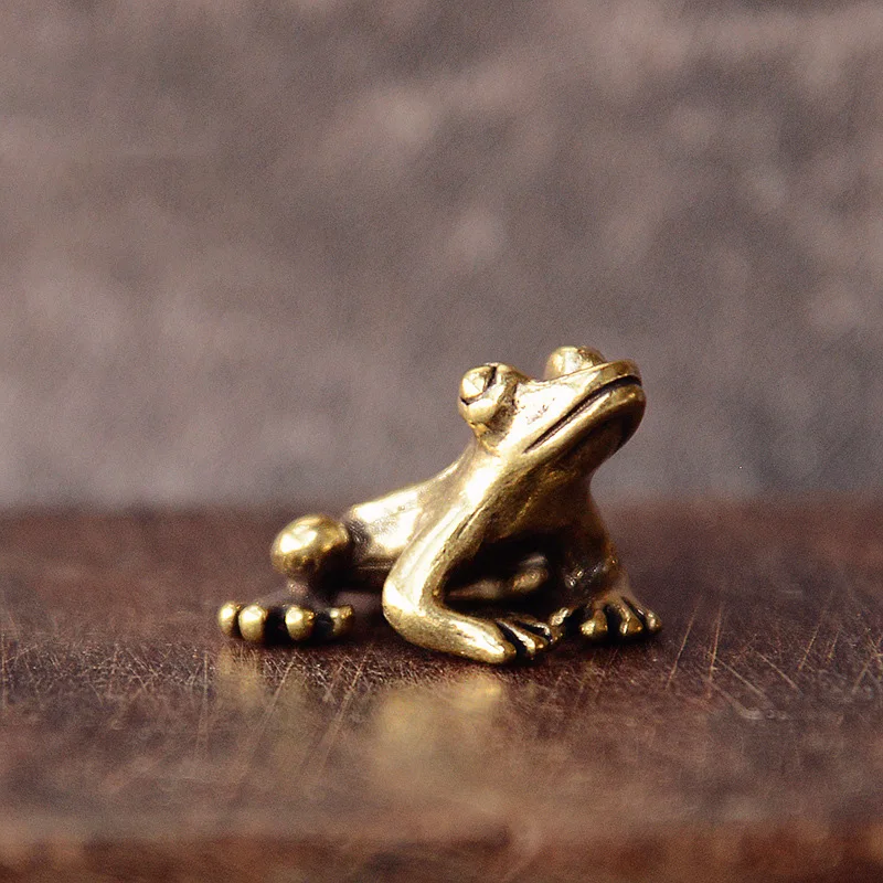 Retro Copper Small Cute Frog Figurines Miniature Desktop Ornament Decorations Accessories Metal Brass Animal Toad Tea Pet Decors