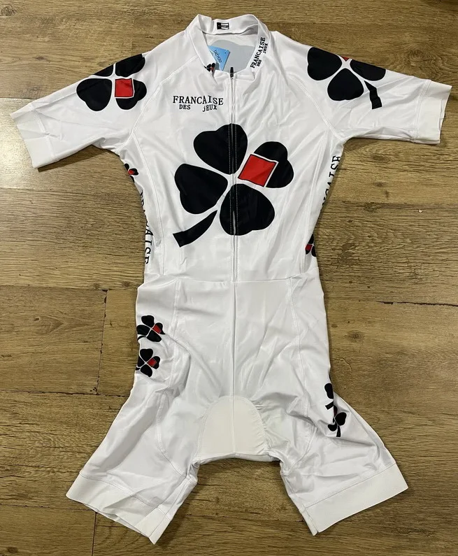 

LASER CUT Skinsuit 2021 FDJ TEAM NWHITE Bodysuit SHORT Cycling Jersey Bike Bicycle Clothing Maillot Ropa Ciclismo