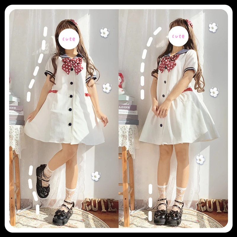 sweet lolita shoes cute bowknot lace ruffle kawaii shoes loli cosplay women shoes Vintage round head thick bottom