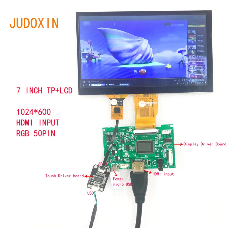 7 인치 LCD 디스플레이 1024*600 HDMI 드라이버 보드 Rasbbery PI 화면 DIY 터치 스크린 디지타이저 패널