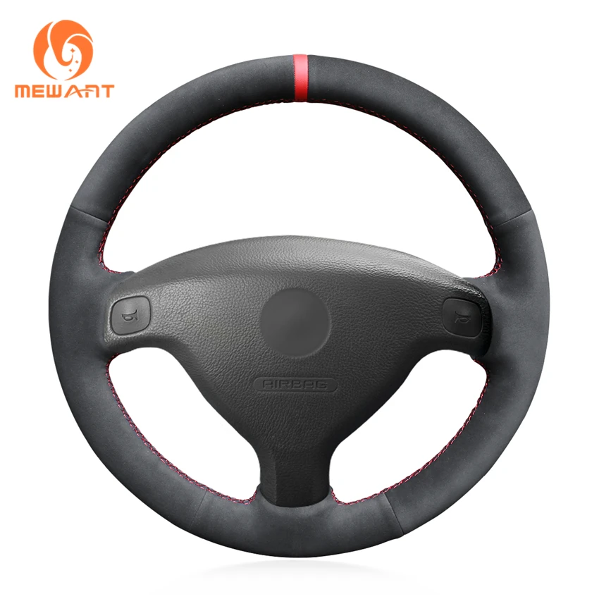 

MEWANT Black Genuine Leather Suede Steering Wheel Cover for Opel Astra G T98 Corsa B Zafira A Agila A Combo B Tigra 1998-2007