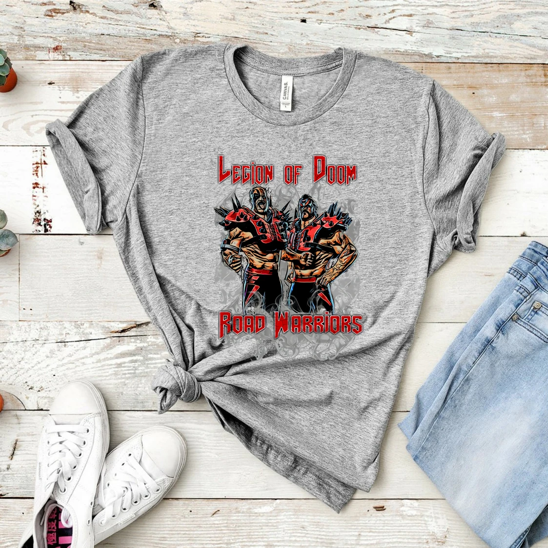 Legion of Doom T-Shirt WWF Road Warriors Tees Mens Fighting Shirts Cool Streetwear Hipster Tops