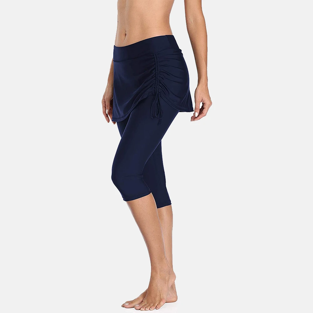 Gonna da bagno da donna charmperdite con Leggings bulit-in pantaloncini da surf pantaloncini da bagno con lacci a vita alta Capris Tankini Bottoms