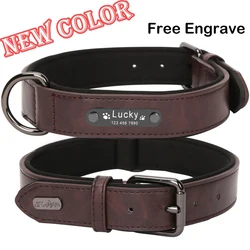 Custom Luxury Large Small Big Dog Collar Leather Personalized, Wide Leather Personalized Collar for Dogs Name Engraved