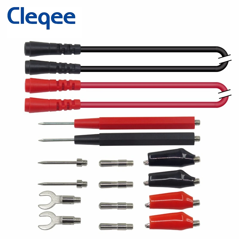 Cleqee P1500 Memimpin Uji Kit Diganti Tes Uji Kawat Probe Buaya Klip Klem Buaya untuk Digital Multimeter Feeler