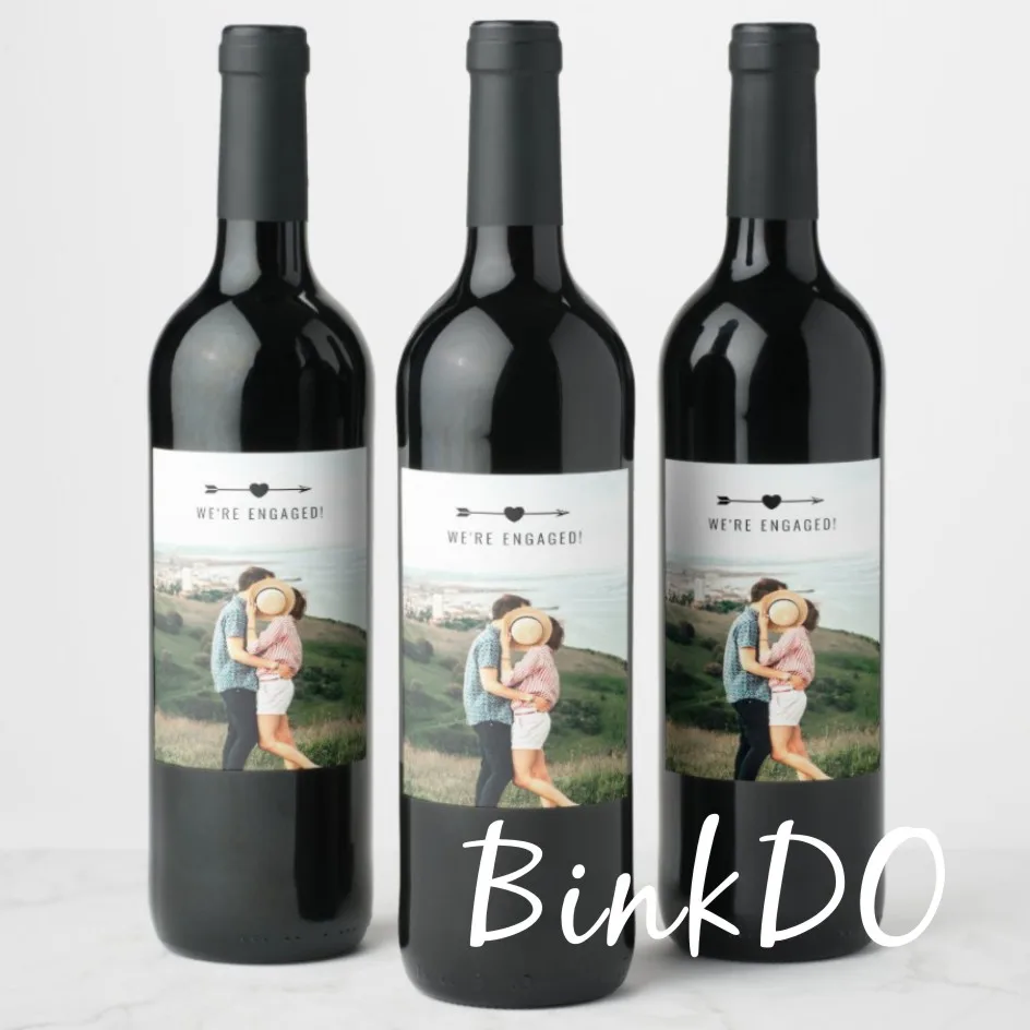 20PCS Personalized Wine Bottle Labels Custom Logo Waterproof Packaging Stickers DIY Birthday Party Engagement Wedding Decor Name