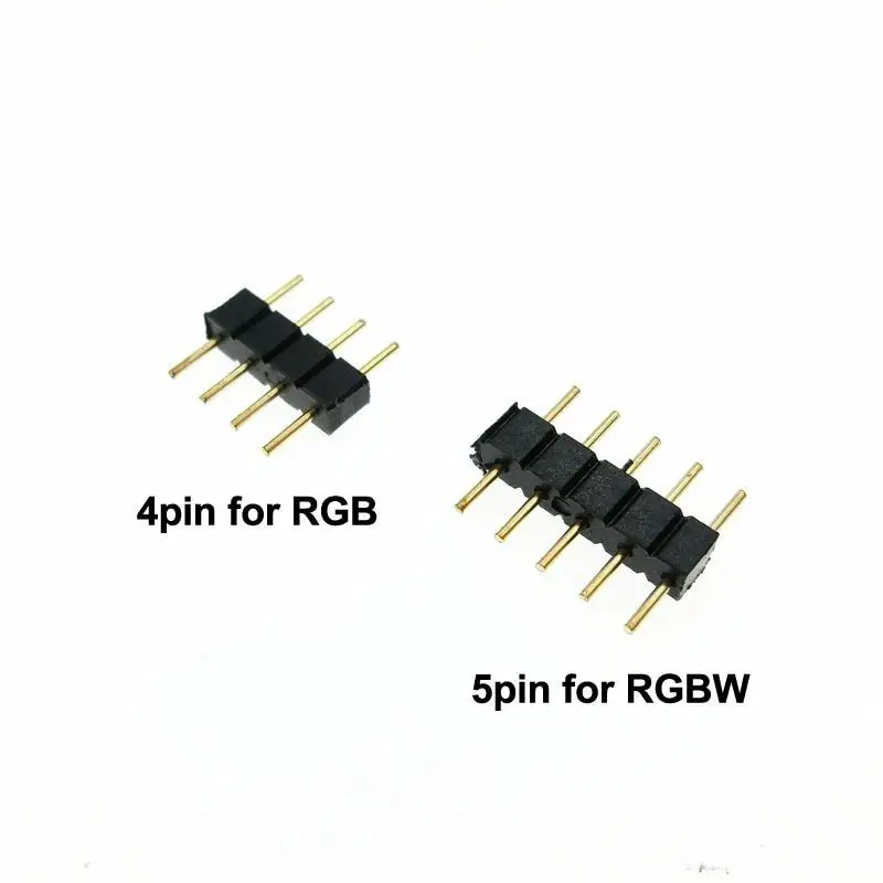 4pin RGB / 5pin RGBW Plug Male Connector For RGB/RGBW Female connector 5050 LED Strip RGB Single Color led lighting