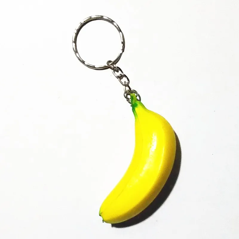 New PU Banana Key Chain Soft Basketball Rugby Key Ring Smile Face Decorative Pendant Bag Charming Key Holder Personality Gifts