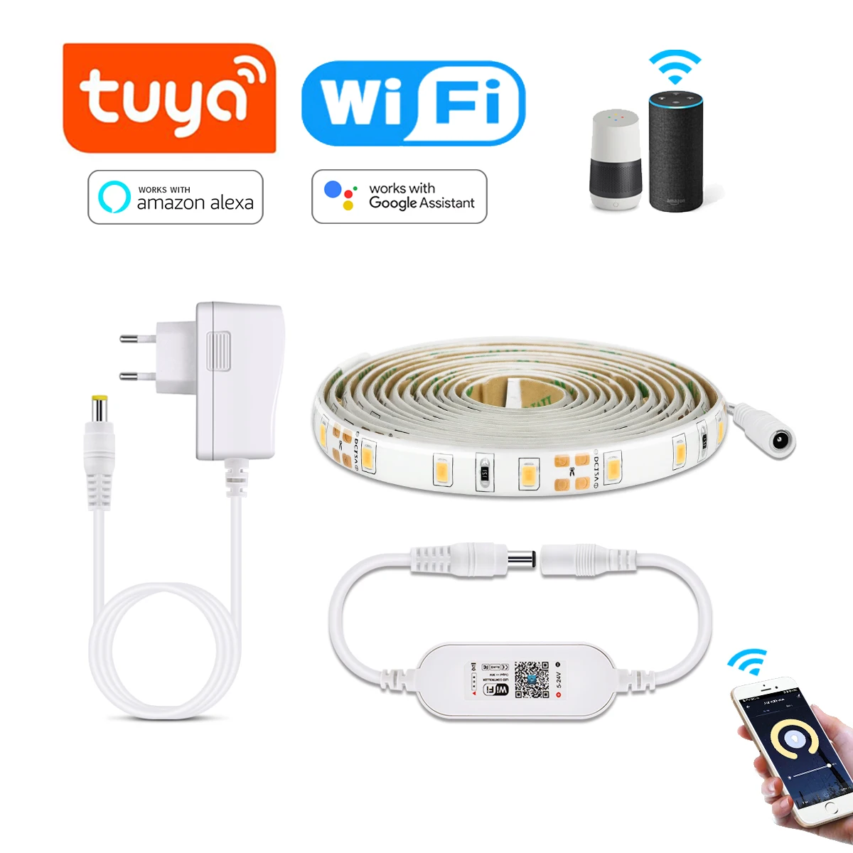 Tuya WIFI wodoodporna taśma LED 2835 SMD 60LED/m taśma 1m 2m 3m 4m 5m praca z dekoracją domu z podświetleniem Alexa Google