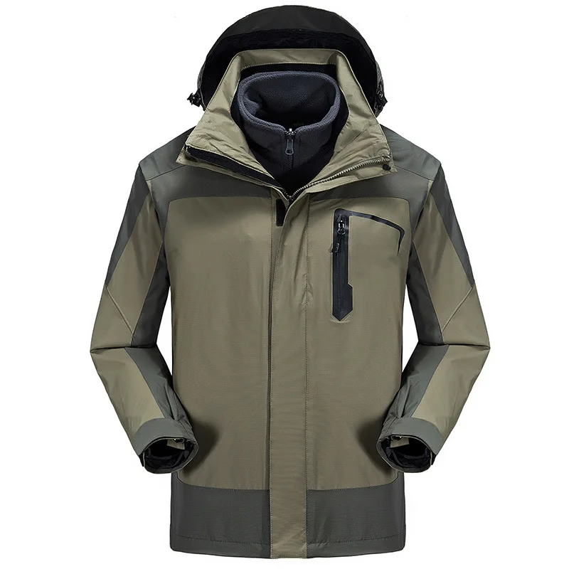 Nuovi Uomini di Stile di Usura di Autunno E di Inverno Più Caldo Velluto Giacca Impermeabile Outdoor Due Pezzi Set Mountaineer