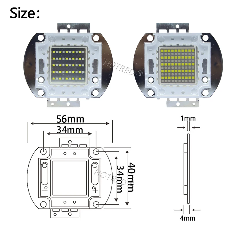 1PCS 50W 100W Double Color LED White 6000k +Royal Blue 450nm Chip Bulb Plant Grow Light Aquarium Lamp