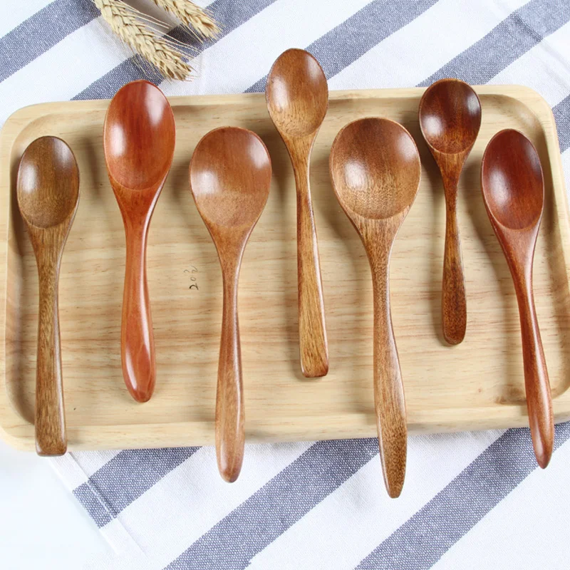 Wooden Spoon Natural Wood Japanese-Style Environmental Tableware Cooking Honey Coffee Spoon Mixing Spoon Home Flatware Utensil