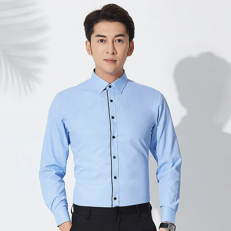 8XL 7XL 6XL Pure Color Plaid / Striped Shirt Longsleeve Shirt for Men Work Casual Slim Fit Shirt Men Clothing Button Up Shirt