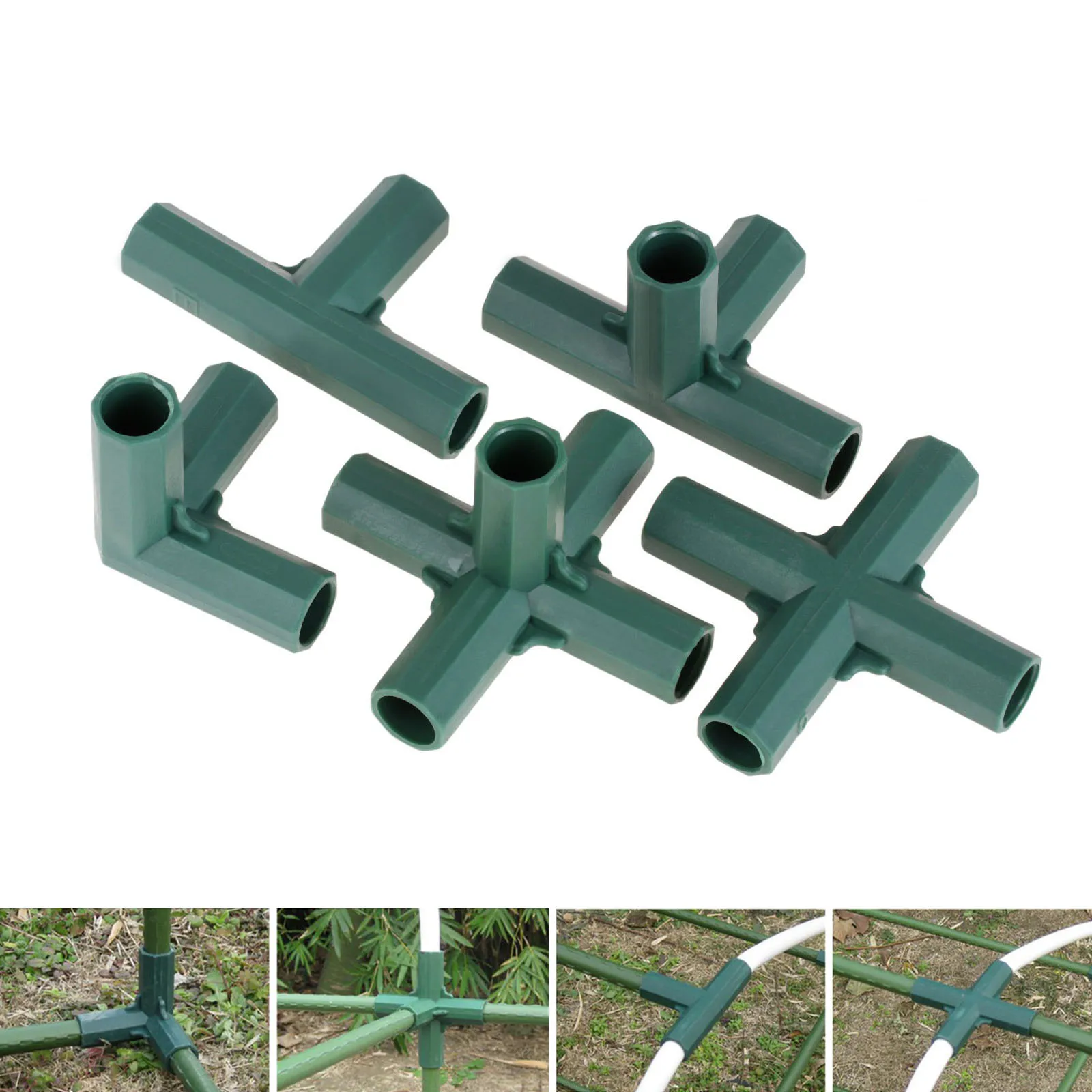 1Pc 5 Types 16mm Plastic PVC Pipe Fitting Stable Support Heavy Duty Flower Stand Greenhouse Frame Building Connector Garden Tool