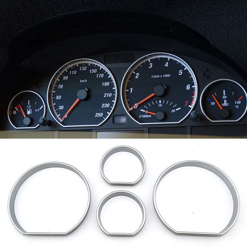 4pcs Car Accessories interior decorative Speed Meter Gauge Cluster Bezel Dashboard dial Dash Ring For BMW E46 M3  3 Series