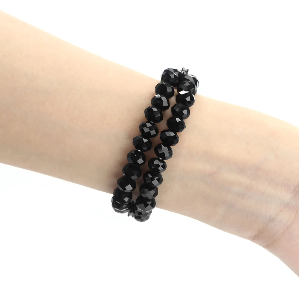 Black Jewelry MI BAND 8 7 6 Watchband Beaded Bracelet Bands for Xiaomi Mi Band 5/4 Wristband Replacement with Crystal Beads Girl