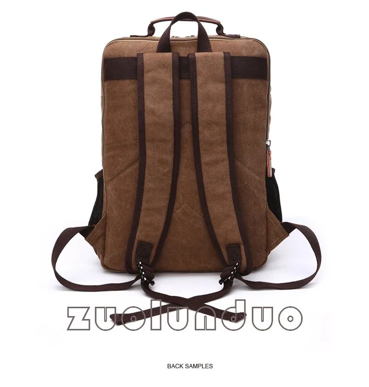 Vintage Canvas Rucksack für Herren, große Kapazität, Reise-Umhängetasche, hochwertige modische Studententasche, Herren-Notebook-Laptop-Rucksack – Detail 24