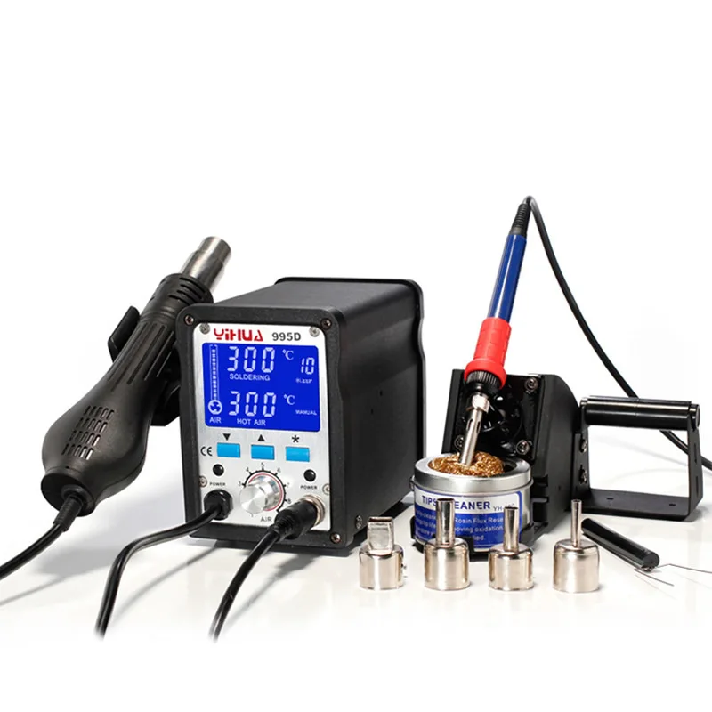 

YIHUA 995D SMD BGA Rework Station 750W Telephone Repair Soldering Station Digital Lead-free Hot Air Gun Electric Soldering Iron