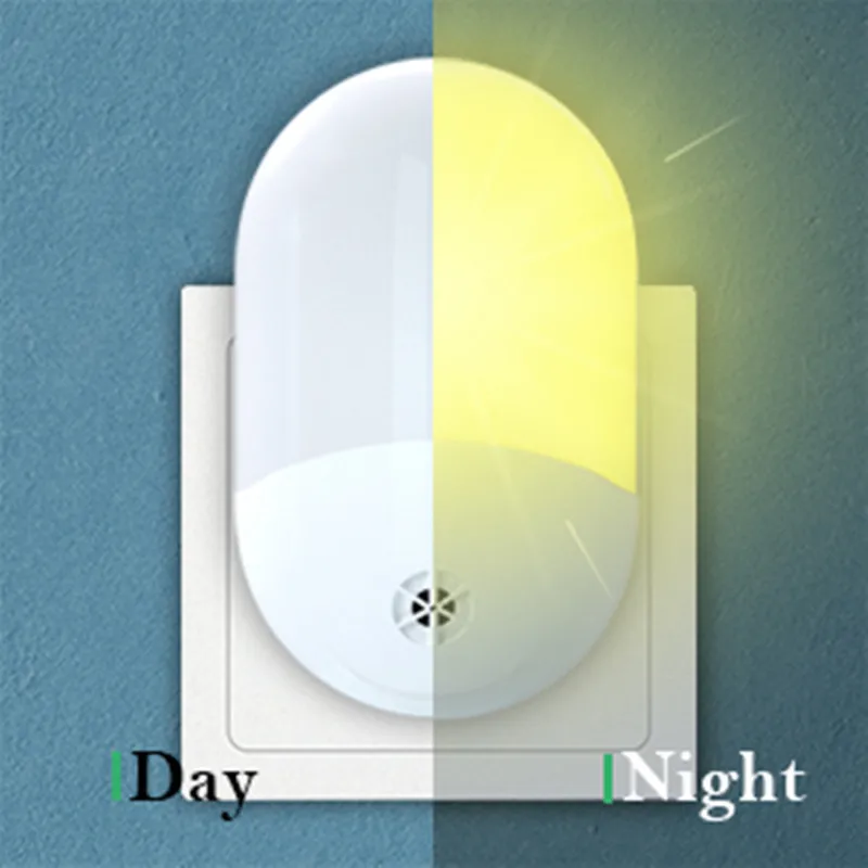 LED Night Light Light-Controlled Sensor Auto Night Lamp Built-in Wall Lamp For Baby Kids Bedroom Socket EU/US Plug AC110-240V