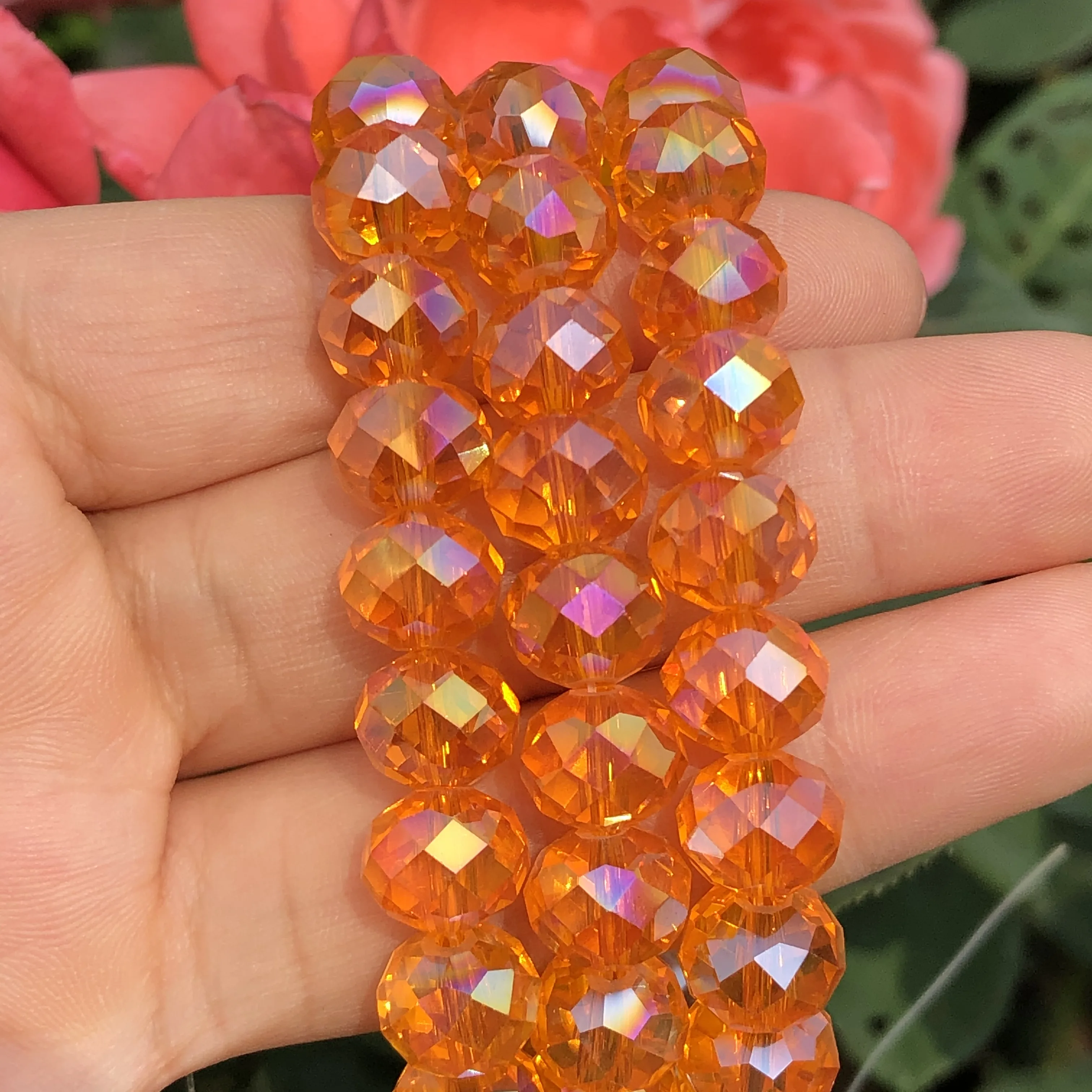 Upscale Orange Multicolor Austrian Rondelle Crystal Glass Faceted Loose Spacer Beads For Jewelry Making Diy Bracelet 4/6/8/10MM