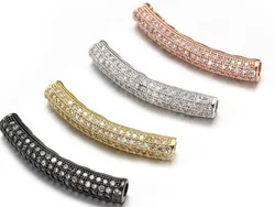 0.8*0.8cm tube spacer micro pave cz zircon cubic zirconia beads metal Crystal bracelet DIY making silver gold plated fg5435