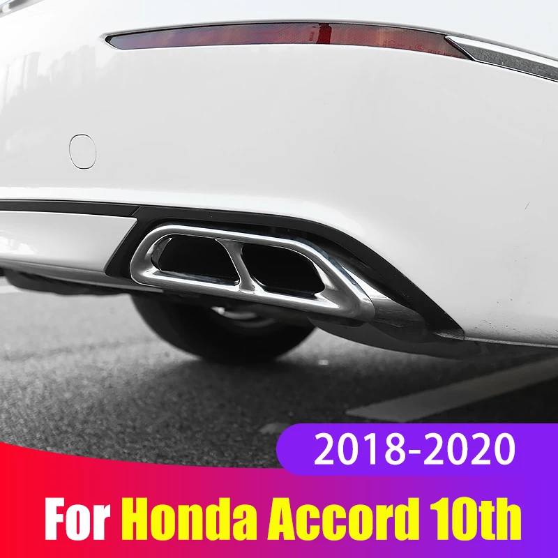 

For Honda Accord X 10th 2018 2019 2020 Stainless Steel Car Rear Exhaust Muffler Tail End Pipe Decoration Cover Trim Accessories