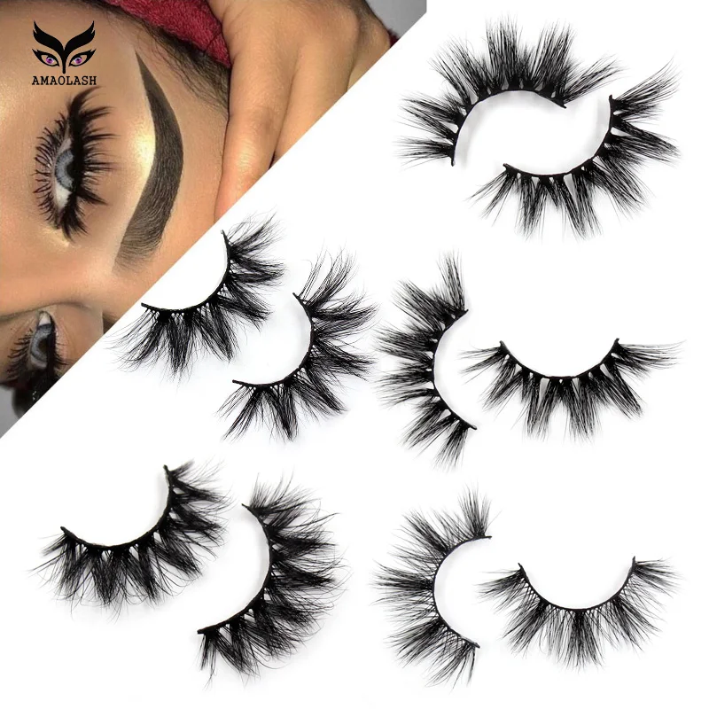 AMAOLASH Pestañas de Visón Esponjosas Naturales Largas Postizas 3D Alto Volumen Suaves Dramáticas Maquillaje de Ojos
