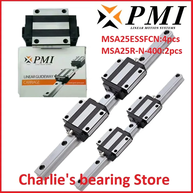 100% brand new original genuine PMI brand linear guide 4pcs MSA25ESSFCN block match with 2pcs 400mm length rail