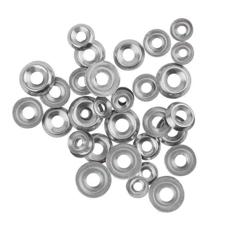 180pcs 304 Stainless Steel Countersunk Finishing Cup Washer Assortment kit 6#/8#/10#/12# Silver Gasket Cone Cup Conical Shim