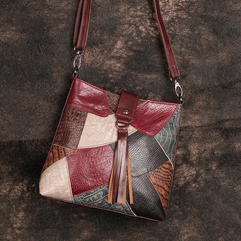 

Новая сумка на плечо, женская многоцветная ретро-сумка, кожаная сумка-мессенджер/сумка через плечо, дизайнерская модная дамская сумочка с кисточкой