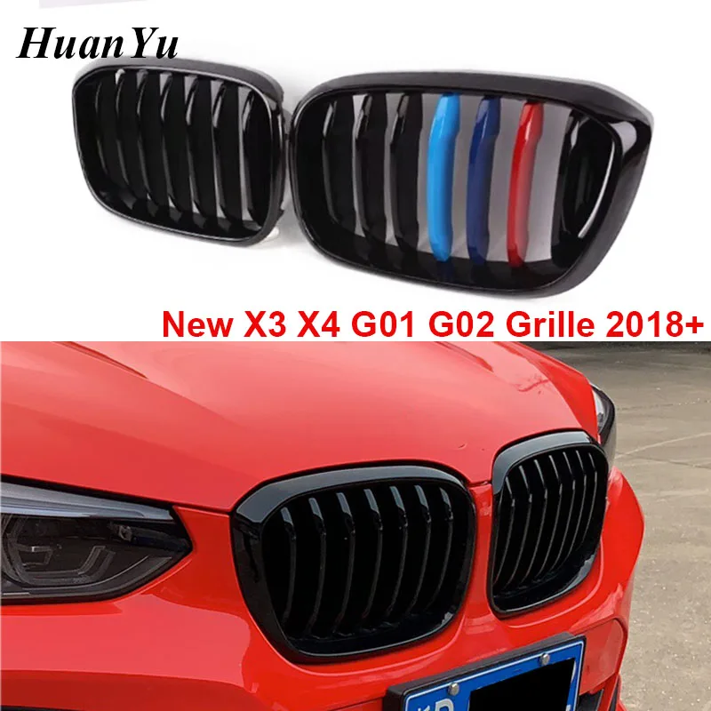 

1pair G01 G02 M Color Front Kidney Grille for BMW New X3 X4 Series 1-slat Replacement Bumper Racing Grills 2018 2019 xDrive20i