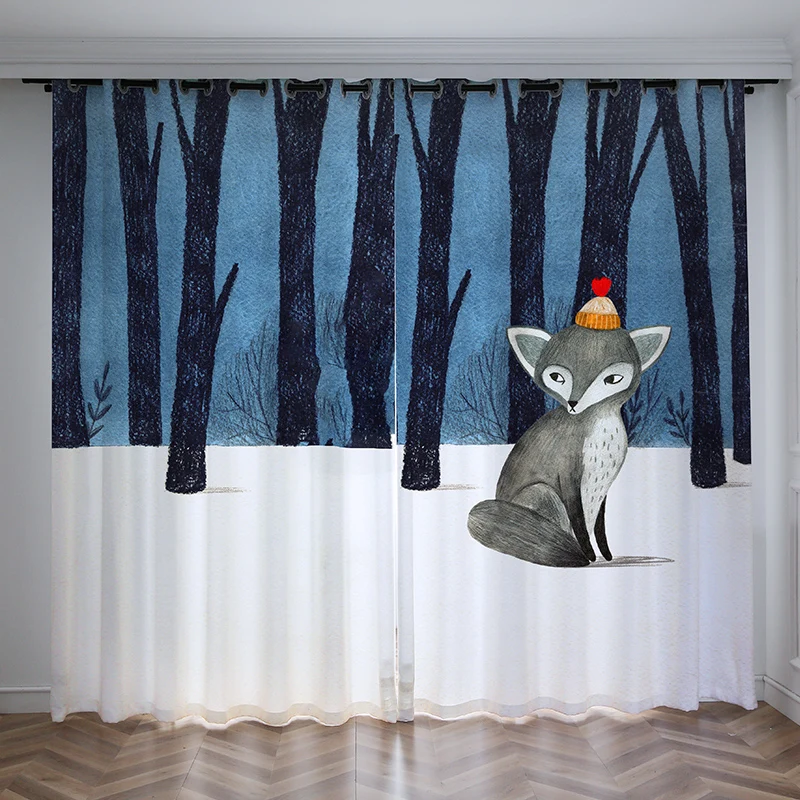 

Милая стильная занавеска с цифровым принтом в виде лисы для детской спальни