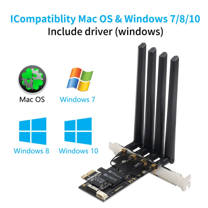 1750Mbps BCM94360CD PCIe masaüstü Wifi kartı 802.11ac Bluetooth 4.0 Bcm94360 kablosuz adaptör MacOS Hackintosh için masaüstü PC